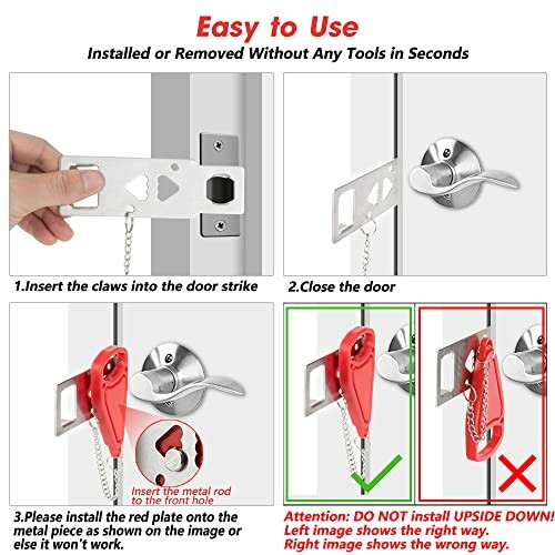 Step-by-step guide for installing a door security lock.