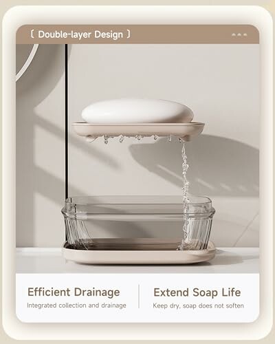 Double-layer soap dish with efficient drainage design