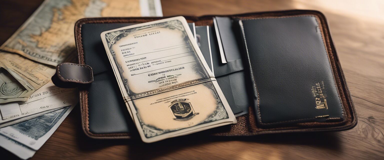 Travel wallet with documents.